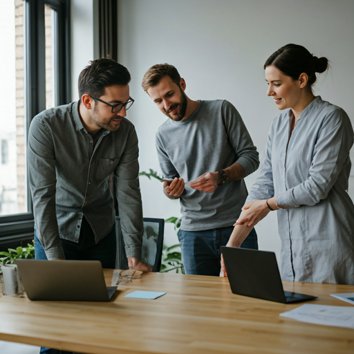 Team collaborating in a modern office